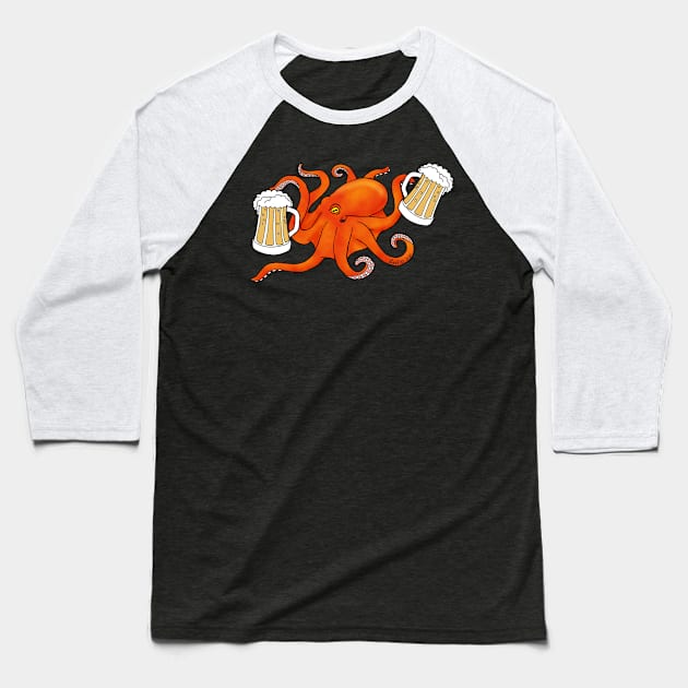 Octopus Ale Baseball T-Shirt by HonuHoney